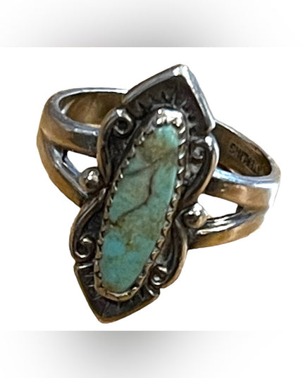 Vintage 1970s Bell Trading Post sterling silver 925 turquoise ring Southwestern