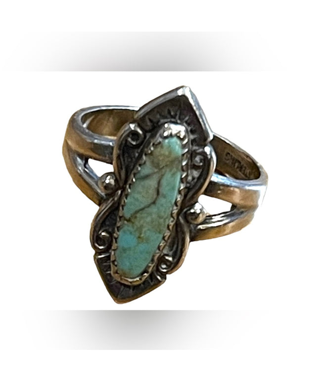 Vintage 1970s Bell Trading Post sterling silver 925 turquoise ring Southwestern