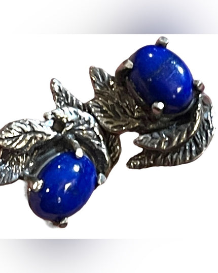 Sterling silver Lapis Southwestern 925 leaf stud earrings