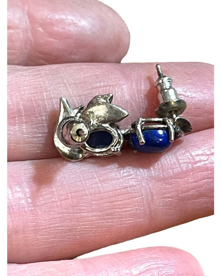 Sterling silver Lapis Southwestern 925 leaf stud earrings