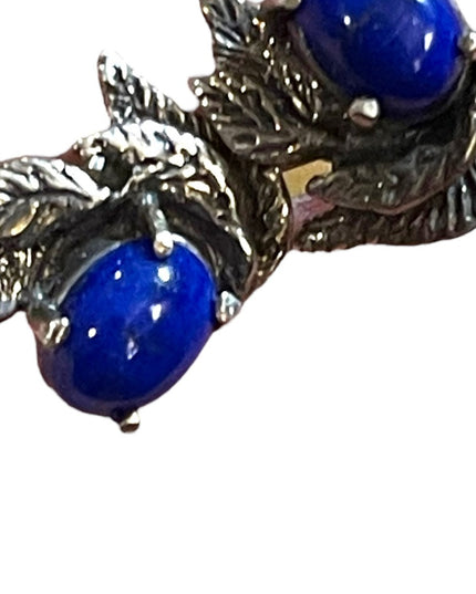 Sterling silver Lapis Southwestern 925 leaf stud earrings