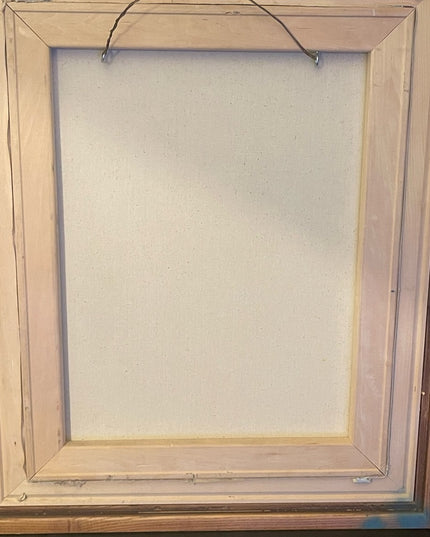 Vintage wood framed flower oil painting on canvas