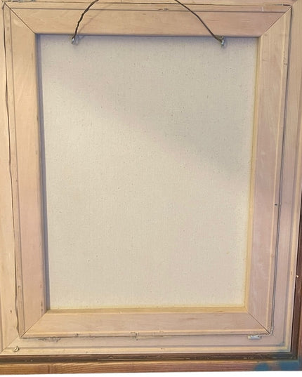 Vintage wood framed flower oil painting on canvas