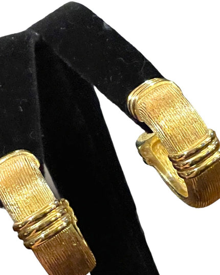 Stunning gold plt CHRISTIAN DIOR Paris France runway hoop earrings AUTHENTIC