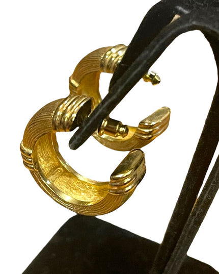 Stunning gold plt CHRISTIAN DIOR Paris France runway hoop earrings AUTHENTIC