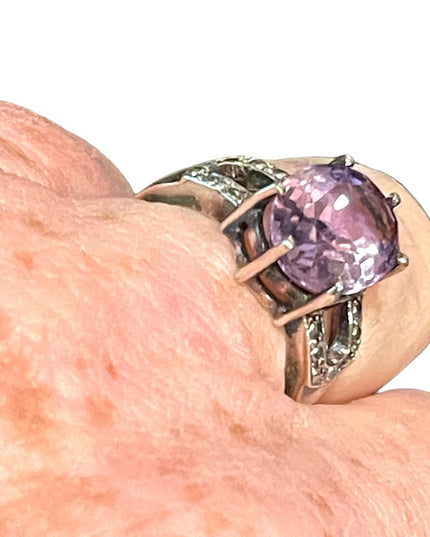 Sterling silver 925 Amethyst Fancy diamond illusion ring
