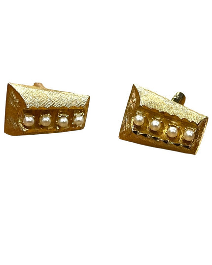 Vintsge gold finish fancy pearl accent cufflinks