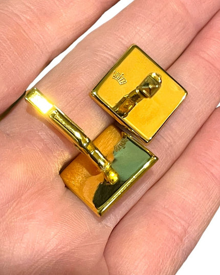 Vintage 1960s AMITA Damascene Sailboat gold plated cufflinks