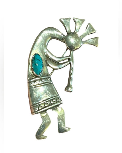 Vintage Southwestern AZ Navajo Kokopelli pendant Lg Sterling silver 925 brooch