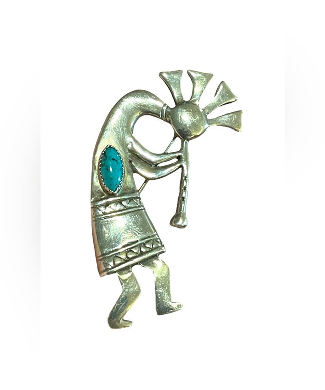 Vintage Southwestern AZ Navajo Kokopelli pendant Lg Sterling silver 925 brooch