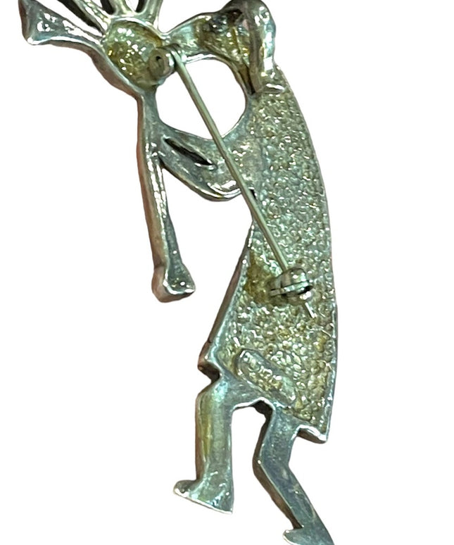 Vintage Southwestern AZ Navajo Kokopelli pendant Lg Sterling silver 925 brooch