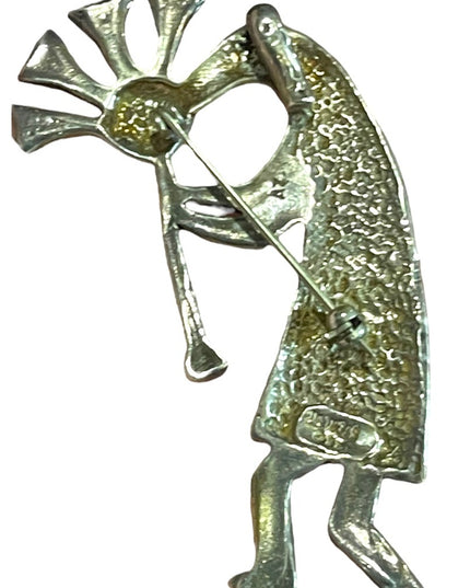 Vintage Southwestern AZ Navajo Kokopelli pendant Lg Sterling silver 925 brooch