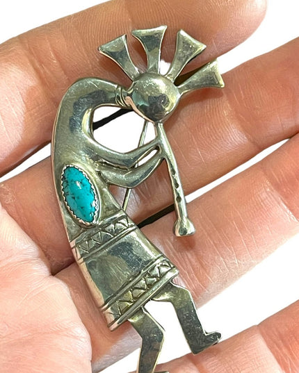 Vintage Southwestern AZ Navajo Kokopelli pendant Lg Sterling silver 925 brooch