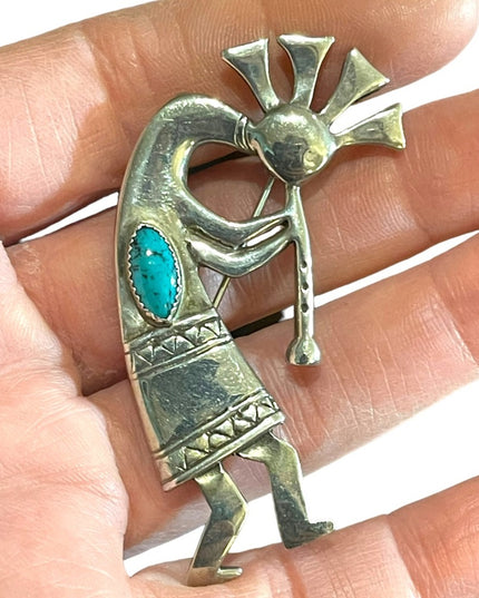 Vintage Southwestern AZ Navajo Kokopelli pendant Lg Sterling silver 925 brooch