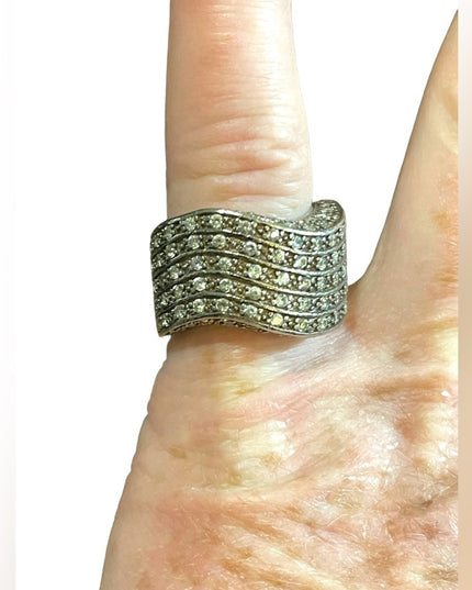 Sterling silver KC Creations  925 Moissanite chip Fancy chunky ring