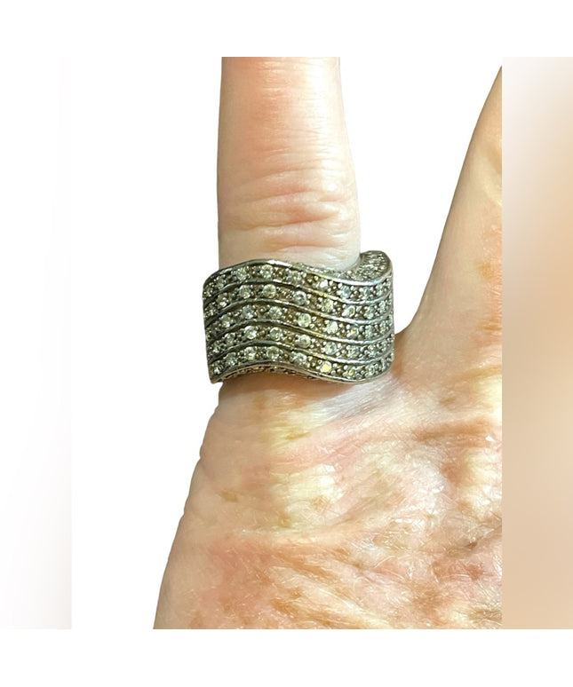 Sterling silver KC Creations  925 Moissanite chip Fancy chunky ring