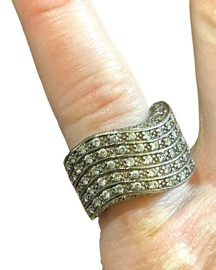 Sterling silver KC Creations  925 Moissanite chip Fancy chunky ring