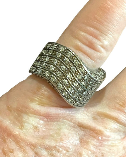 Sterling silver KC Creations  925 Moissanite chip Fancy chunky ring