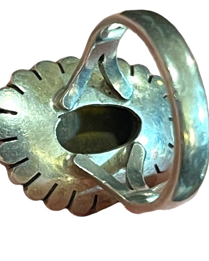 Vintage 1950s Southwestern Native Sterling silver 925 Tiger eye ornate ring