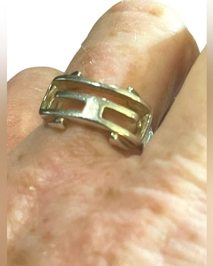 Vintage sterling silver Mexico Aztec Mayan Warrior 925 Mens ring