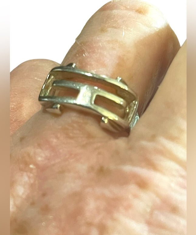 Vintage sterling silver Mexico Aztec Mayan Warrior 925 Mens ring