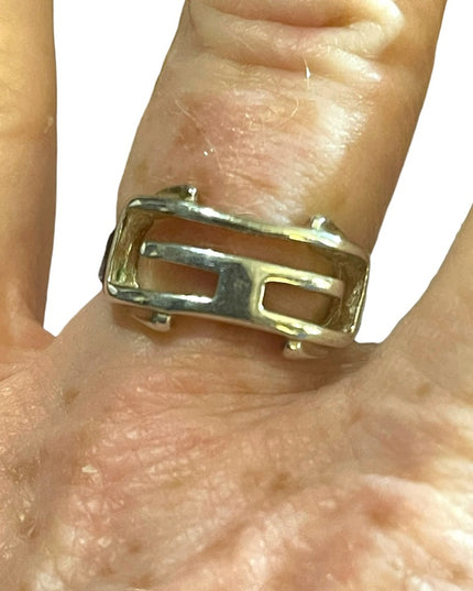 Vintage sterling silver Mexico Aztec Mayan Warrior 925 Mens ring