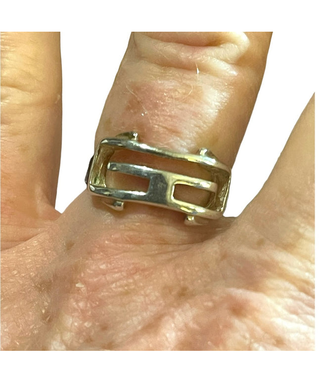 Vintage sterling silver Mexico Aztec Mayan Warrior 925 Mens ring