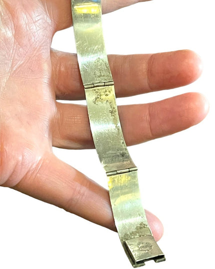 Vintage sterling silver 925 Etched Mexican sitting under cactus tree bracelet