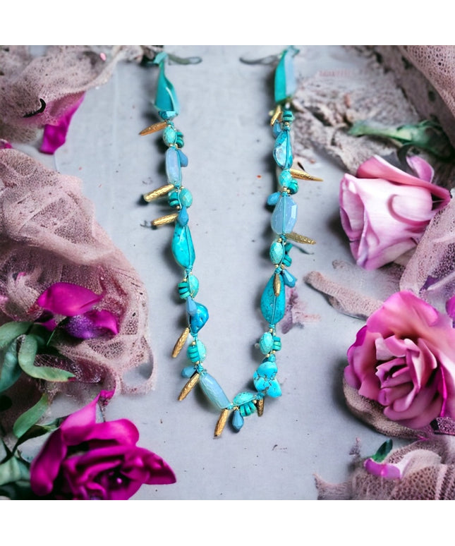 40” Faux Turquois Statement necklace