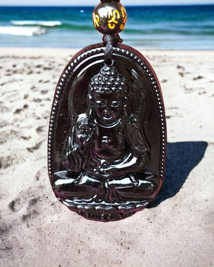 Buddah Black obsidian prayer beads necklace bead