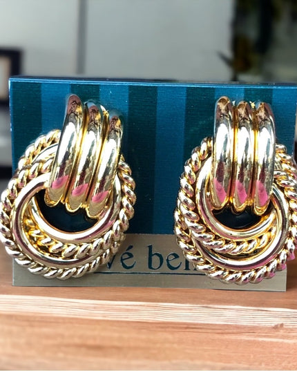 Vintage NEW Harve Benard Gold 1980s earrings