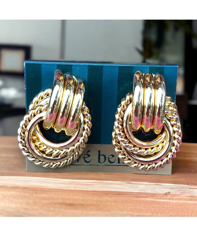 Vintage NEW Harve Benard Gold 1980s earrings