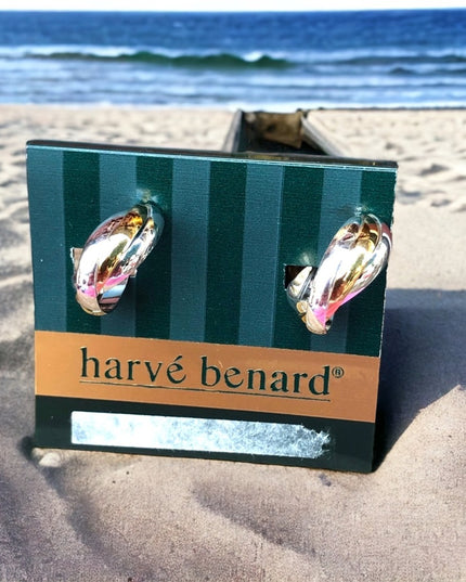 Harve Benard Vintage NEW clip on earrings gold & silver finish hoops