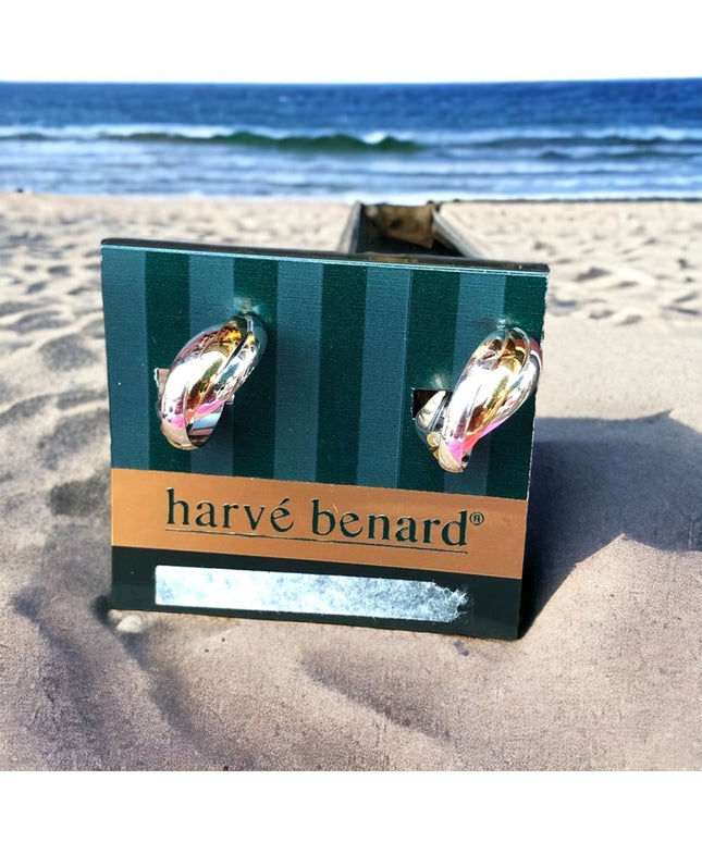 Harve Benard Vintage NEW clip on earrings gold & silver finish hoops