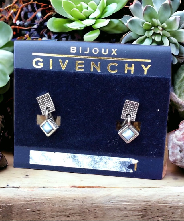 Vintage New Givenchy earrings clip screw Gold finish w faux pearl