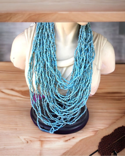 Vintage micro bead multi strand southwestern style necklace blue