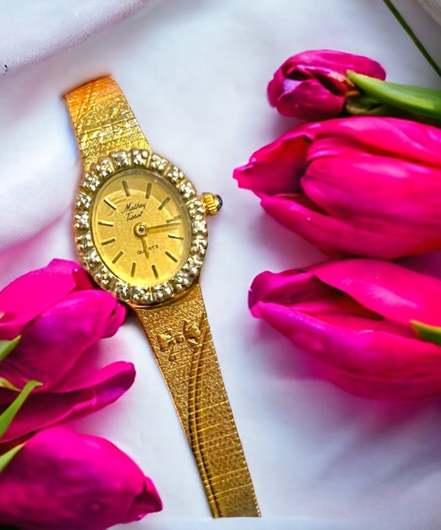 Vintage Massey Tissot Gold plt Diamond Illusion Watch
