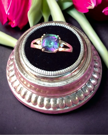 10k gold mystic Topaz & diamond ring
