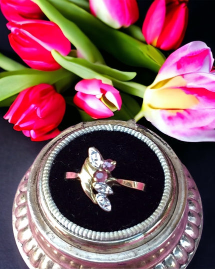 10k gold diamond & ruby ring vintage