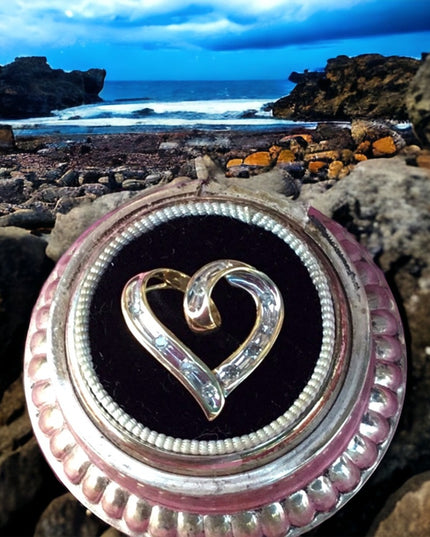10k gold fancy diamond heart pendant for necklace