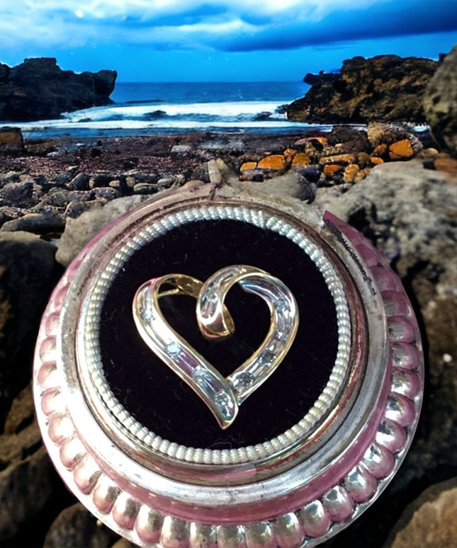 10k gold fancy diamond heart pendant for necklace