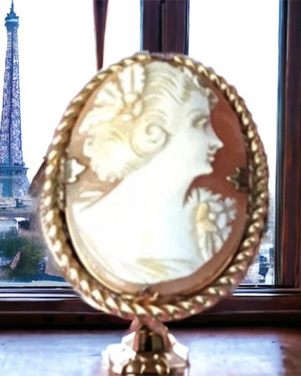 Vintage Gold filled cameo brooch pendant