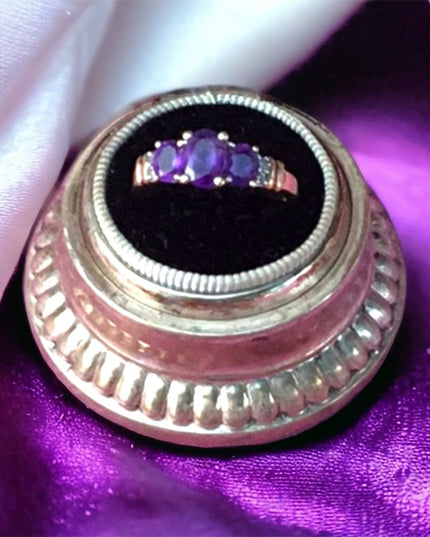 10k gold diamond and amethyst ring vintage