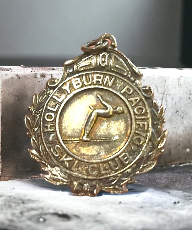 Vintage 1939 sterling silver 925 Metal award pendant Hollyburn pacific Ski club