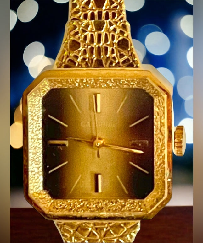 Vintage Cardinal Gold tone nugget square fancy face watch womens