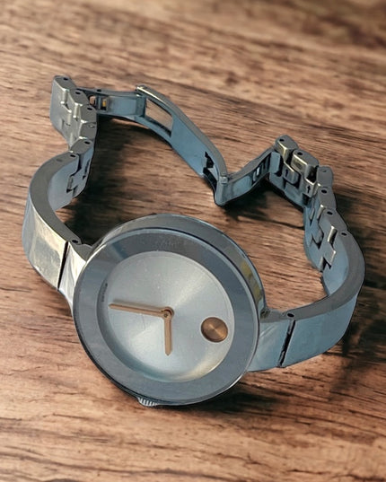 Movado Bold Silver watch womens 7”  vg cond