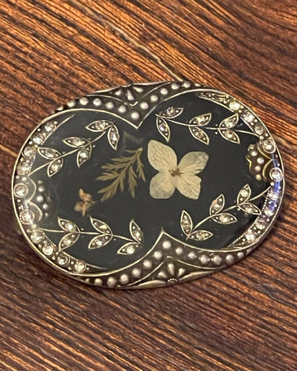 Antique Victorian Art deco marcasite flower broch with enamel silver 💗