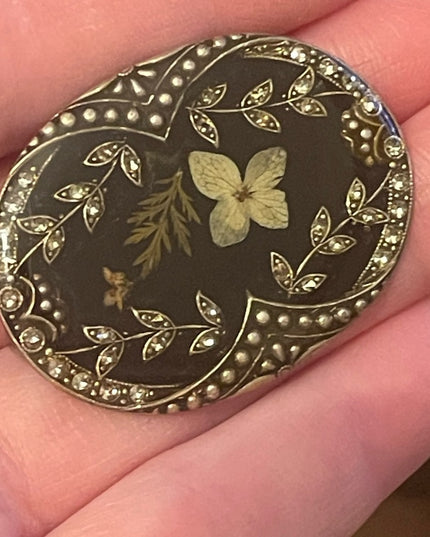 Antique Victorian Art deco marcasite flower broch with enamel silver 💗