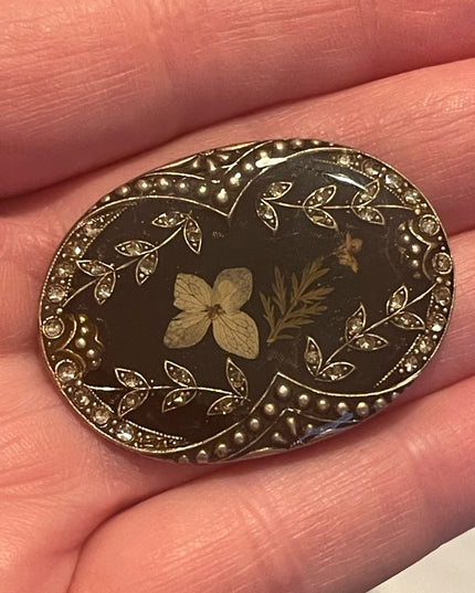 Antique Victorian Art deco marcasite flower broch with enamel silver 💗