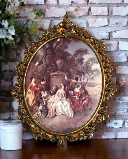 LG Vintage metal ornate Italy Italian framed Victorian picture